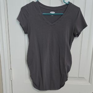 Old Navy Maternity Charcoal V-Neck Short Sleeve Tee
